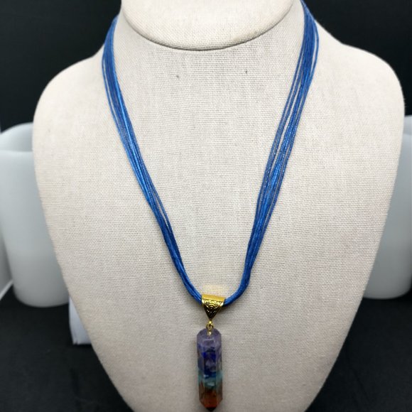 Energy Quartz point pendant necklace with Seven Chakra stones for Men or Women - Picture 5 of 13